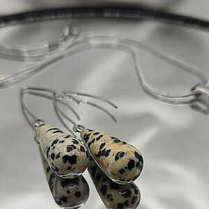 Dalmatian Jasper Drop Earrings @ Necklace Set